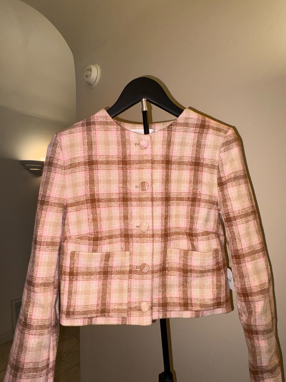 Altard states Pink & Brown Plaid Cropped Jacket  set - Women
